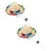 Vêtements de chien 2 pcs paille du chapeau tissé sombrero décoration de fête décorative drôle