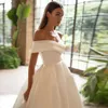 Sleeveless Wedding Dress Beach Women Lace Off The Shoulder Appliques V-Neck Mermaid Bridal Gown Tulle Vestidos De Novia