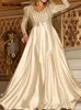 Randiga paljetter för kvinnor New Fashion V Neck Puff Sleeve Summer Dress Vintage Elegant Slim Evening Dresses