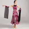 Stage Wear 2023 Female Professional Ballroom Dance Dress Leopard Sleeveless Waltz Performance Costumes Tango Foxtrot FLHY0383