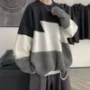 Camisolas masculinas moda o-pescoço de malha solta casual cor roupas 2023 outono inverno oversized pullovers coreano all-match topos