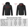 Herren-Daunenparkas, 9-fach beheizte Winterjacke, warme Jacken, USB-Heizung, gepolstert, intelligenter Thermostat, reine Farbe, Kapuzenkleidung, wasserdicht, 231109