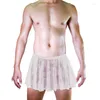 Caleçon homme couleur unie culotte Sexy jour système taille basse dentelle grande jupe d'angle plat Pseudo fille Gay Style pleine transparence