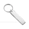 Keychains Stainless Steel Rectangle Keychain Blank For Engrave Metal Charm Mirror Polished Wholesale 10pcs