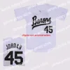 Baseball Jerseys Męskie Birmingham Barons 45 Michael MJ Jersey Black White Grey Szyged CH CH