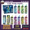 UZY bar 8000puffs Soffio di sigaretta elettronica originale 8000 10 gusti 18ml Dispositivo ricaricabile monouso per penna Vape Pod Smok Vapes Kit NIC 0% 2% 3% 5% 1100Mah Batteria in stock