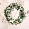Dekoratif Çiçek Çelenkler 30 Noel Çelenk Yapay Kapı Asma Pencere Sahne Noel Dekor Flocked Çelenk Yüzük Çember Çiçeği 2023