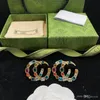 Bagues d'oreilles en pierre de cristal colorée en cuivre 2023, bijoux de fête pour femmes avec boîte cadeau Pa