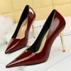 Robe chaussures femmes 7cm 10cm talons hauts pompes élégantes dame plus taille 34-43 mariage mariée stiletto talons bas fétiche fête bordeaux chaussures nues 231108