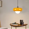 Pendant Lamps Nordic Creative Warm Chandelier Restaurant Study Glass Yellow Art Led Egg Tart Cocina Accesorio Living Room Decor