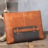 Aktentaschen Oberschicht Rindsleder Große Handtasche Herren 14 Zoll Laptop Aktentasche Reißverschluss Aktentasche Vintage Horizontal Damen Dokument