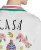 カサブランカ デザイナーシャツ 23ss キャッスルフラワー 男女兼用 ホワイトツイル シルク半袖シャツ Casablanc