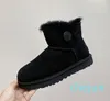 Bota de nieve Mini medio botón de barril largo para mujer piel mujer clásico australiano invierno cálido peludo esponjoso botines de satén