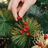 Decorative Flowers 50/200Pcs Mini Simulation Red Berries Plastic Fruit Berry Artificial Flower Cherry Fake Pearls Wedding Christmas Tree