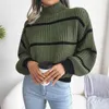 Suéteres femininos y2k moda feminina 2023 outono inverno nova cor sólida camisola de manga comprida solta gola alta quente pulôver malhas topsragr