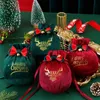 Envoltura de regalo Sacos de Santa Bolsa de regalo de tela Bolsa de mango de caramelo Decoraciones para árboles de Navidad para el año de la mesa del hogar Noel rojo Regalos de Navidad 231109