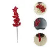 Décoration de fête 12 pcs Noël Fruits rouges Décor Berry Picks Ornement Baies artificielles Pommes de pin Couronne de tige en plastique Arbre de Noël