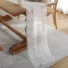 Bordslöpare 1 French Romantic Lace Table Runner White Black Table Cover Wedding Decoration Steel Belt för bankett Baptist Bord Tyglöpare 230408