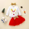 Ensembles de vêtements Noël Glitter Bow Born Baby Girl 3PCS Lounge Set Enfants À Manches Longues Babysuit Jupe En Maille Enfants Vêtements Ensemble 3 6 18 12 Mois 231108