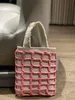 Designväska mini shopping väskor duk handväska kvinnor axelväska crossbody väskor ny rosa mesh handväska avslappnad koppling diy hänge