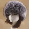 Beanieskull Caps Natural Fox Fluffy Women Hairband Hat Solid Color Faux Russian Thick Warm Beanies Empty Top Headscarf Cap 231109