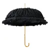 Parapluies Double dentelle brodée parapluie de luxe longue poignée mariage femmes rétro Parasol mignon Gilr princesse idées cadeaux