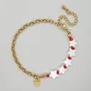 Urok bransolety shinus złoto kolor stali nierdzewnej o łańcuch bransoletki dla kobiet biała skorupa pulseras biżuteria mejr moda