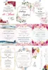 Cartões 50x convites de casamento de papel artesanal com impressão personalizada RSVP e inserir envelope com três dobras para festa de casamento 231110