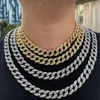 Nova cor 19mm gargantilha cubana link chain prong hip hop colar para homens moda jóias
