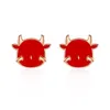 Orecchini a bottone Simpatico cartone animato Vitello di colore rosso per donne Ragazze Adorabili animali Bovini Mucca Fascino Kawai Anno Gioielli Regalo
