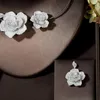 Necklace Earrings Set HIBRIDE Femme Luxury Bridal Wedding Noble Big Flowers Earring Sets Dinner Party Show Jewelry Parure Bijoux N-1588