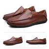 Men High Quality Leather Loafers Casual Shoes Moccasins Slip On Men's Flats Fashion Men Shoes Male Driving boots Size 38-48