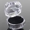 Jewelry Package Boxes Ring Holder Portable Acrylic Transparent Rings Earring Display Storage Box Cases Bins Organizer NEW