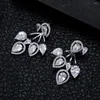 Kolczyki Dangle Trendy Luksusowa geometria Waterdrop dla kobiet Wedding Cubic Zirkonia Crystal African Dubai Bridal Earring E7963