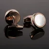 Cuff Links FLEXFIL Round Jewelry color Rose gold French Shirt Fashion Cufflinks for Men's Cuff links Buttons shell High Quality brand 231109