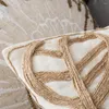Federa per cuscino Cuscino ricamato in tessuto con foglie di cotone e lino dell'industria pesante nordica Fodera per ricamo per divano modello americano per camera da letto
