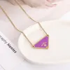 Gold Necklaces Black White Pink Triangle Letter Pendant Necklace Luxury Brand Designer Jewelry Titanium Steel Pendants Chain Men Women Unisex Gift