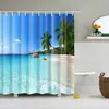 Shower Curtains Customized Blue Sky Beach Modern Landscape 3D Blackout Bath Large 180x200cm For Bathroom Decor cortina 230407