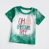 T-shirts Exclusice Girlymax Christmas Short Sleeve Outfits Baby Girls Bleached Top T-shirt Santa Pumpkin Leopard Boutique Kids Clothing 230410