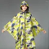 Yağmurluk su geçirmez şık kapüşonlu kadınlar yağmurluk açık uzun panço yağmur ceket yağmur giysisi
