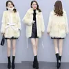 Women's Fur Imitate Coat Mid-Length Fashion Waist Winter 2023 Jacket Trend M383