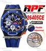 APF 44MM 26405CE A3126 Automatic Chronograph Mens Watch Black Blue Ceramic Dial Rubber Strap Technology Super Puretimewatch F6