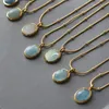 Chains Vintage Light Luxury Oval Natural Necklace Pendant Blue Star Sea Simple Temperament Elegant Design Sense Collar Chain