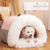 kennels pens Winter Plush Cat Bed Large Size Dog Kennel Warm Cat House Villa Comfort Kitten Nest Closed Cats Home Puppy Sleep Mat 231109