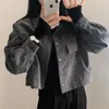 女性用ジャケットクロップドジャケットビンテージシックな韓国ファッションルーズオールマッチカジュアルハラジュクスプリングソリッドコーディュロイコートストリートウェアカレッジ231109