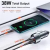 Supersnel snel opladen 38W dubbele poorten USB C-autolader Metaallegering LED-display QC3.0 Auto-opladers voor voertuigen Voedingsadapter voor Iphone 11 12 13 14 15 Samsung HTC GPS PC