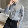 Męskie koszule 6xl chemise homme de luksus jesienna wiosna moda projekt długoterminowy dla mężczyzn guziki klubu ślubnego w górę