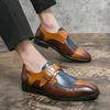 Klädskor män formas formella män munk designer skor italienska oxford för bröllop märke läder dubbla spännen brun 231110