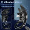 10 modes anneaux péniens en silicone massage du pénis vibrateur stimulation jouets sexuels pour hommes couples jeux de flirt télécommande sans fil rechargeable 33 to