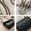 Evening Bags Black White Pearl Chain Bag Fashion Pu Leather Winter Autumn Underarm Handbag Large Capacity Rhombic Lattice Women Girls